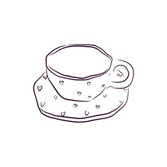 Vintage Tea Cup Contour Illustration