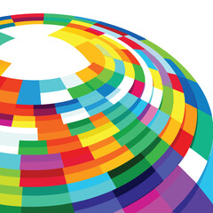 Obraz premium Colorful Abstract Curved Rectangular Blocks Pattern Bright Rainbow Hues Geometric Design