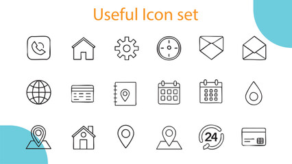 A comprehensive vector icon set for web and business, featuring symbols for finance, communication, and internet navigation