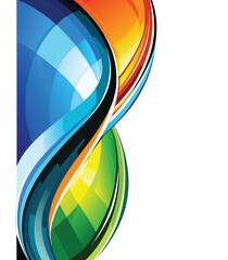 Abstract Colorful Swirling Waves Background Blue Green Orange Yellow Design vector