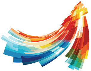 Abstract Swirling Colorful Stripes Blue Red Orange Yellow Green Graphic Design vector