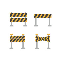 road barrier and construction barricade icon vector design concept flat style