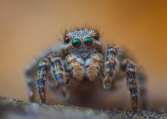 A Close-up picture of a Jumping Spider portrait Captured in Nature