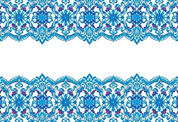 Delicate blue lace seamless pattern with intricate floral motifs, stylish, damask