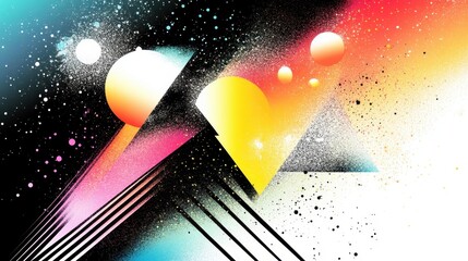 Colorful abstract design with geometric shapes and textures.