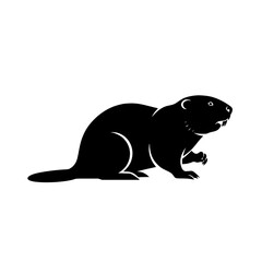 Silhouette of a standing beaver with front paws raised in a playful gesture against a white background