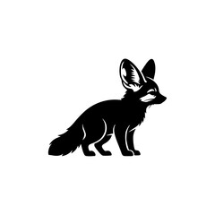 Adorable Fennec Fox Silhouette with Large Ears Standing in Profile