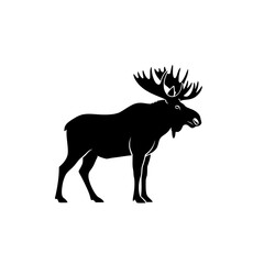 Majestic Moose Silhouette Standing Proudly with Antlers Raised