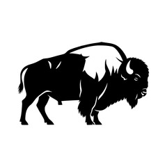 Majestic Silhouette of a Powerful Bison Standing Proudly in a Stylized Minimalist Art Form