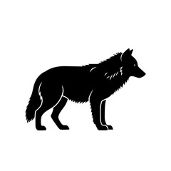 Elegant Wolf Silhouette Standing Proudly Against a White Background