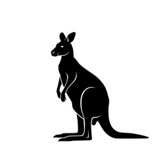 Australian marsupial silhouette of a kangaroo standing tall on its hind legs