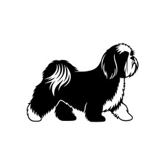 Black and White Shih Tzu Dog Silhouette Animal Breed
