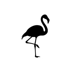 Fototapeta premium Simple Black Silhouette of a Flamingo Standing on One Leg