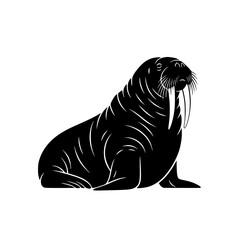Majestic Walrus Silhouette Illustration Detailed Realistic Artwork