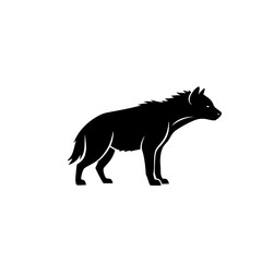 A Black Silhouette of a Hyena Standing Outdoors with a Clean Background