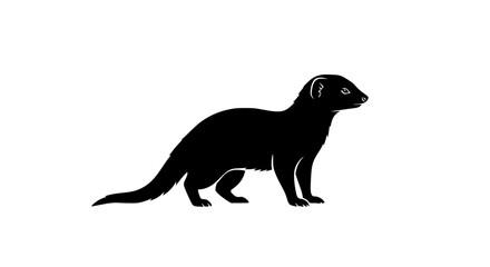 A Black Silhouette of a Ferret Standing on a White Background