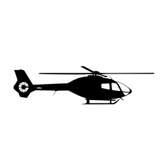 Helicopter Silhouette Side View Vector Graphic Art