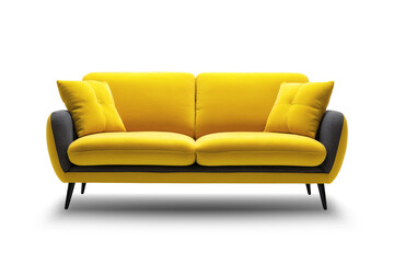 Fototapeta premium Modern sofa isolated on transparent or white background, png