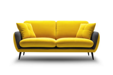 Modern sofa isolated on transparent or white background, png