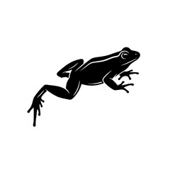 Elegant Black Silhouette of a Leaping Amphibian Frog in Motion