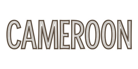 Fototapeta premium Cameroon Text Banner – Stylish Hand-Drawn Outline Typography, Bold Black Letters on Transparent Background for Graphic Design
