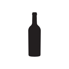 Wine bottle silhouette vector icon isolated on white background