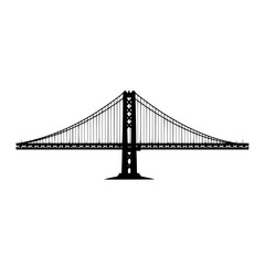 Golden Gate Bridge Silhouette Featuring Towering Suspension Cables and Long Span