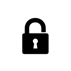 Black silhouette of a padlock with a keyhole for security and protection concepts