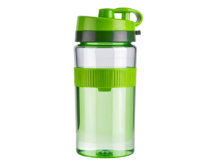 Sport-style Squeezable Plastic Water Bottle with Flip-top Lid, isolated on transparent background