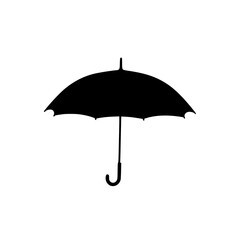 Simple Silhouette of an Open Umbrella with Curved Handle for Weather Protection