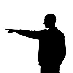Man Silhouette Pointing Left Direction Gesture