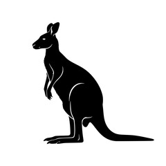Kangaroo Silhouette Standing Animal Wildlife Nature Silhouette Art Design Illustration Symbol Fauna