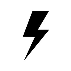 Black lightning bolt silhouette representing electric power and energy
