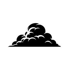 Black silhouette of a large fluffy cloud with textured edges against a white background