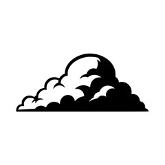 Stylized Black Silhouette of a Puffy Cumulus Cloud Against a White Background