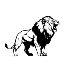 Majestic Fierce Lion Silhouette Roaring Proudly King of the Jungle