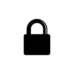 Simple black silhouette of a closed padlock representing security and protection