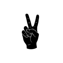 Peace Sign Hand Silhouette Gesture Symbol of Harmony and Victory