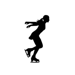 Graceful Silhouette of a Female Figure Skater Performing a Dynamic Move on Ice