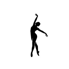 Elegant Silhouette of a Ballet Dancer in a Graceful Pose on White Background