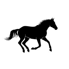 Elegant Horse Silhouette Galloping with Flowing Mane and Tail