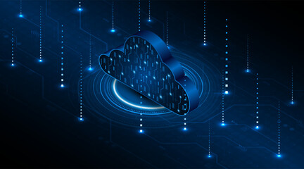 Abstract cloud technology circuit board. Large data center concept. modern cloud storage technology innovation concept background	