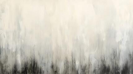 The painting is a large, white and black piece of art