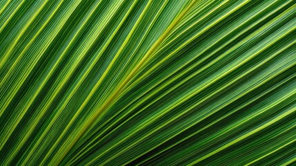 Close-up of vibrant palm leaf veins
