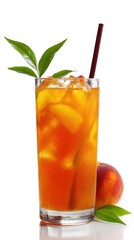 Peach Iced Tea Refresher, isolated on white background.