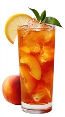 Peach Iced Tea Refresher, isolated on white background.