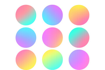 Gradient circles forming dynamic multicolored pattern, showcasing contemporary design element against transparent background