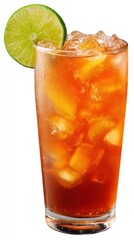 Peach Iced Tea Refresher, isolated on white background.