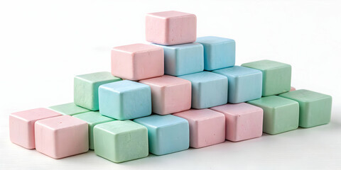 Naklejka premium Pastel colored foam blocks stacked pyramid