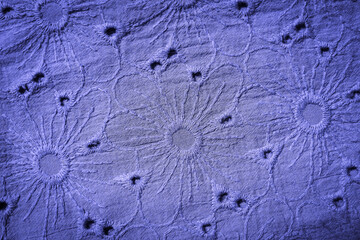 
lilac floral background. Texture of lilac fabric with floral embroidered pattern.